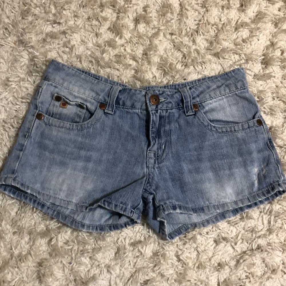 Paris Blues light wash shorts. Low rise. Worn.